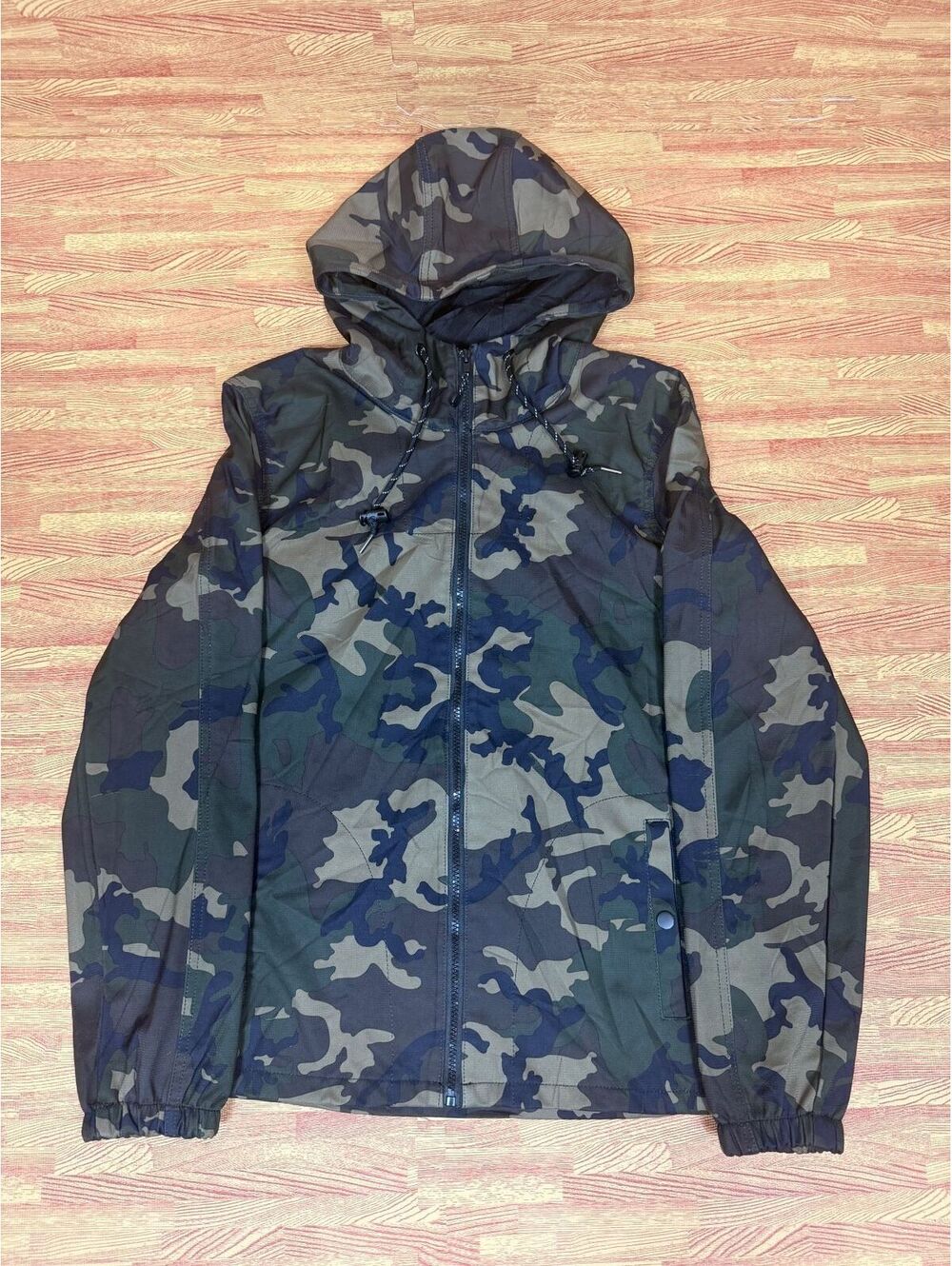 Nomad Destination Camo Fleece Lined Hooded Jacket Mens L Woodland Full Zip